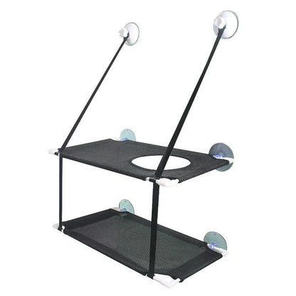 hamac chat double fenêtre noir avec ouverture centrale