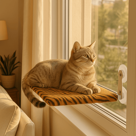 chat couché dessus hamac tissus tigré