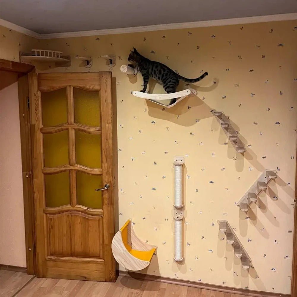 parcours mural d'arbre a chat avec hamac mural chat Catcocoon