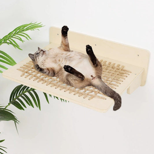 chat enjoué couché dos dessus Hamac mural chat TopBonbon