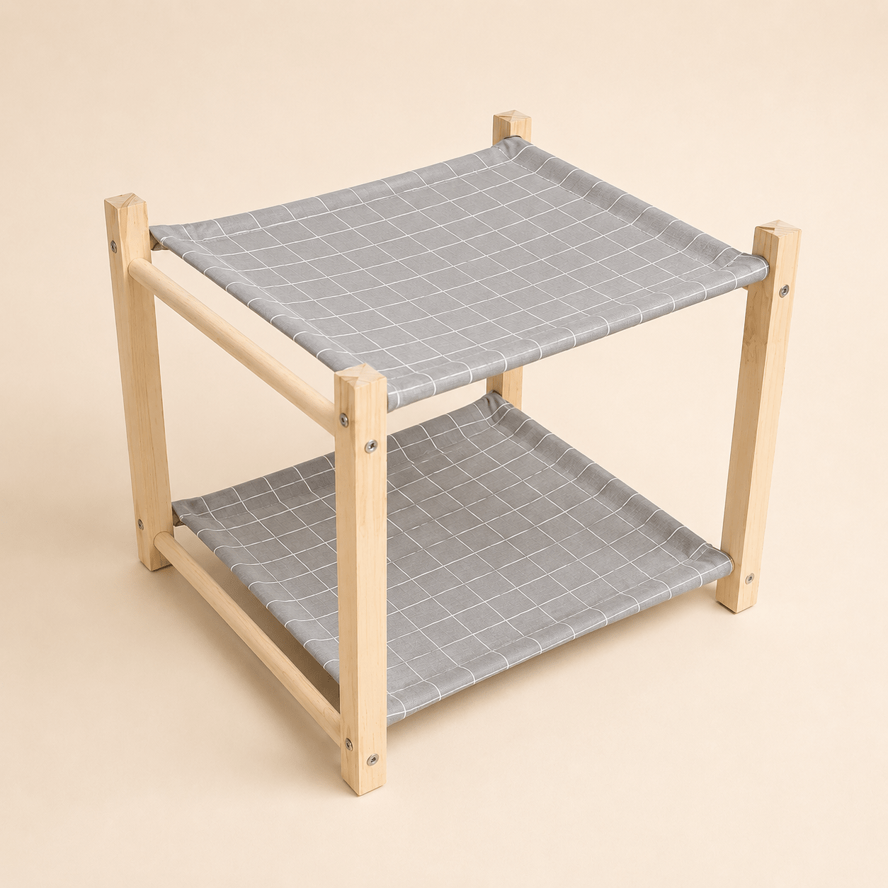 hamac pour chat double niveau gris en bois naturel