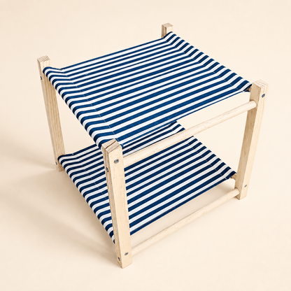 hamac pour chat double niveau bleu en bois naturel
