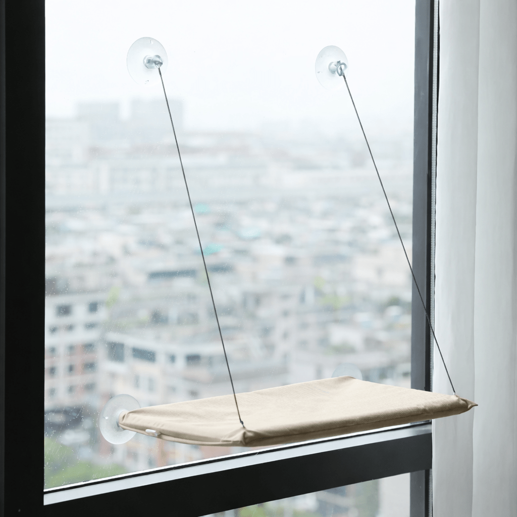 hamac pour chat fenêtre beige