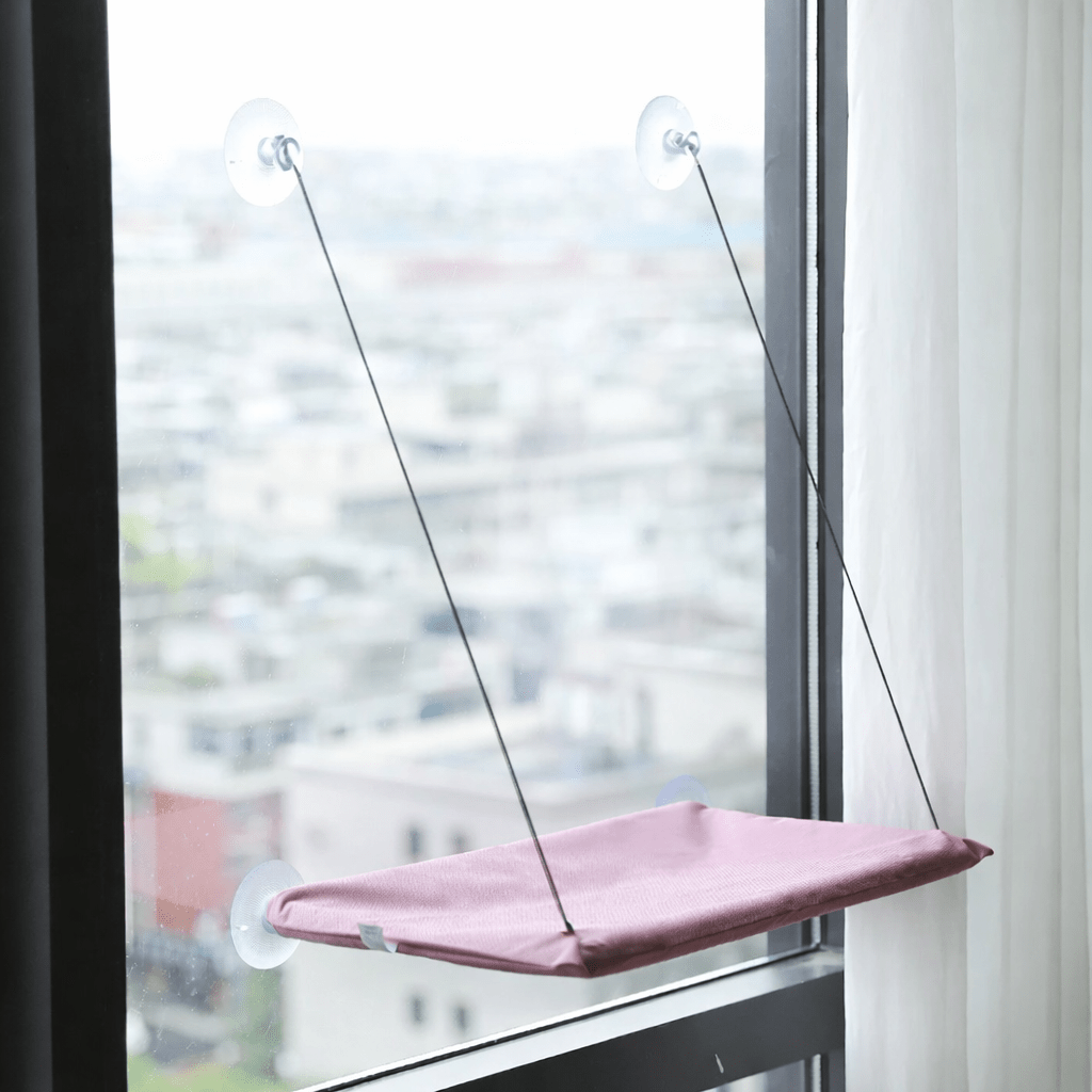 hamac pour chat fenêtre rose