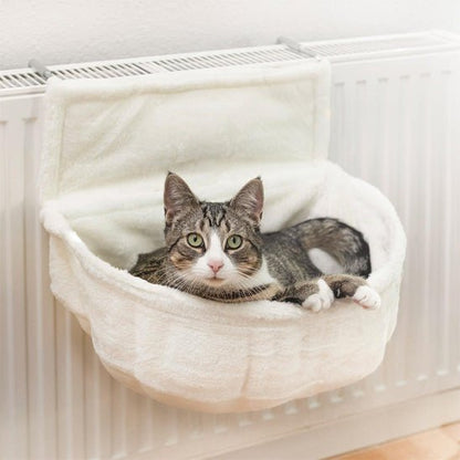 hamac radiateur chat blanc peluche chat gris