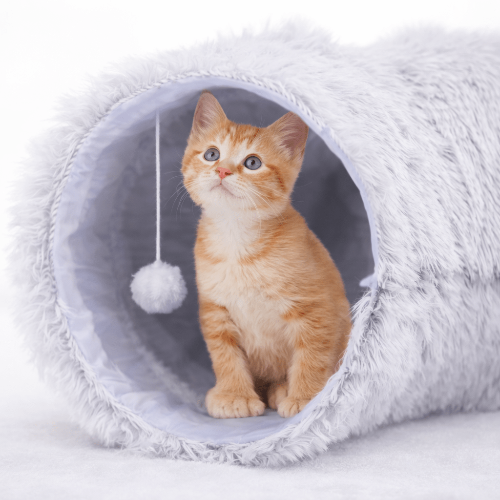 niche à chat avec tunnel fermé et ouverture large
