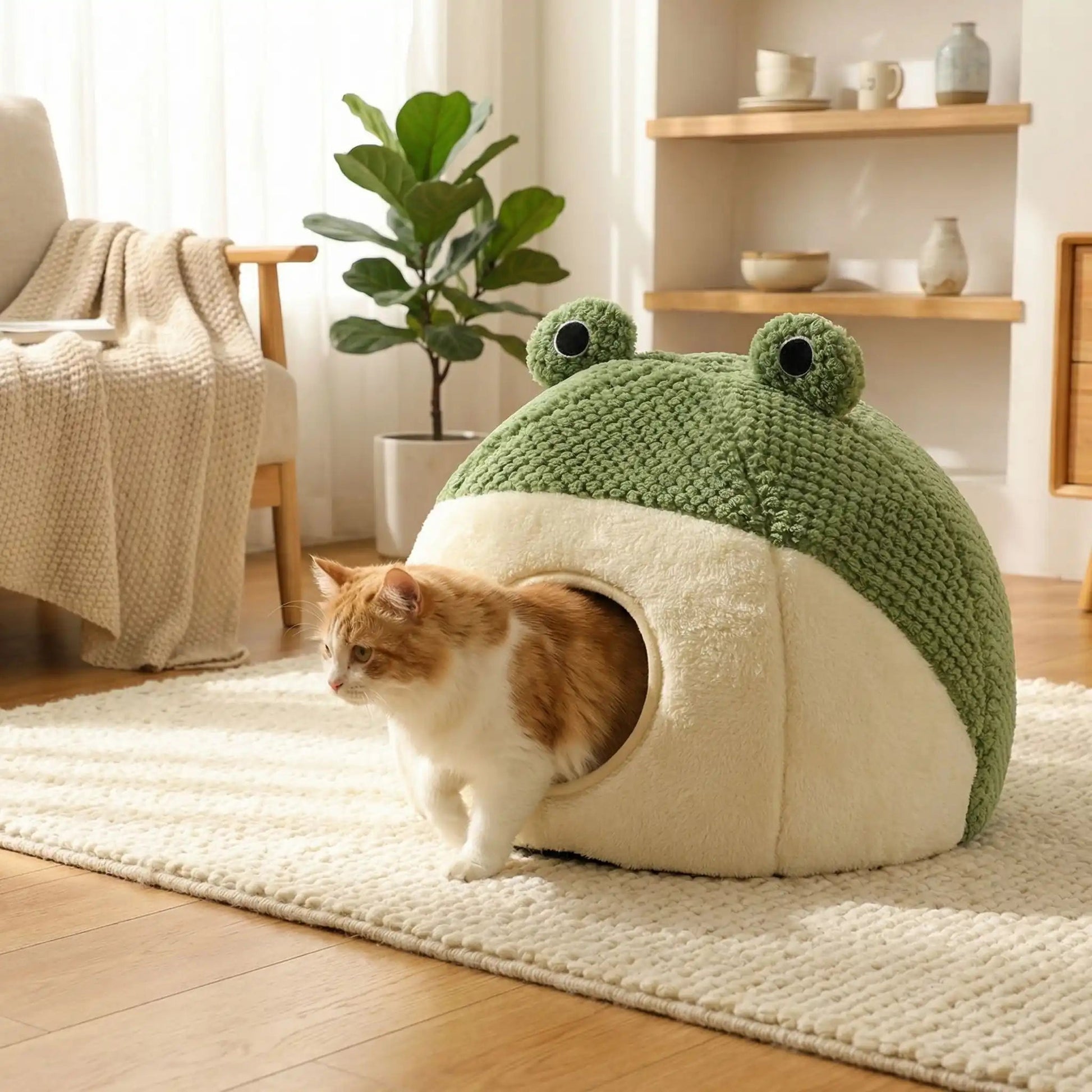 chat sort niche à chat design entrée confortable