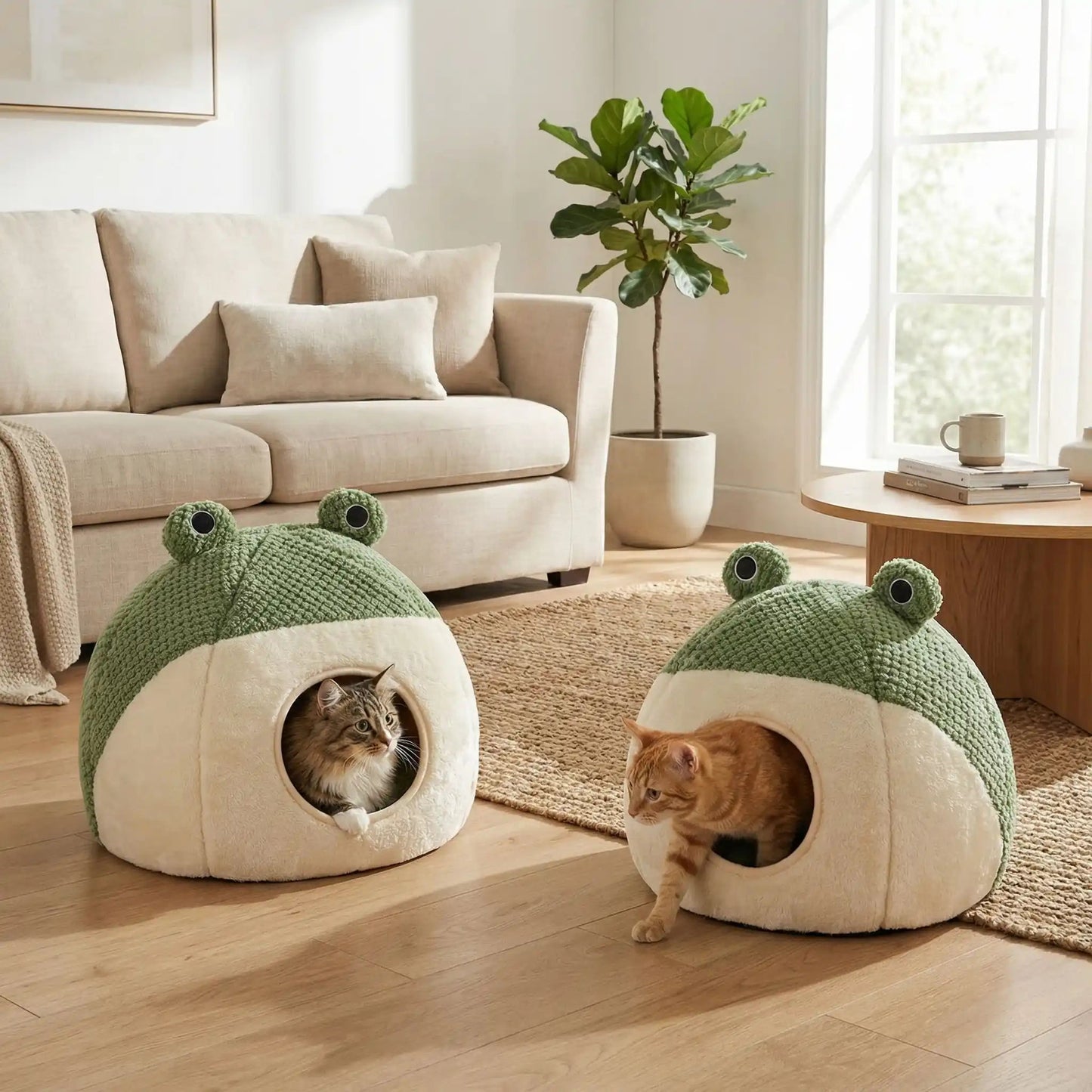 niche à chat grenouille déco intérieur salon beige