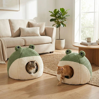 niche à chat grenouille déco intérieur salon beige