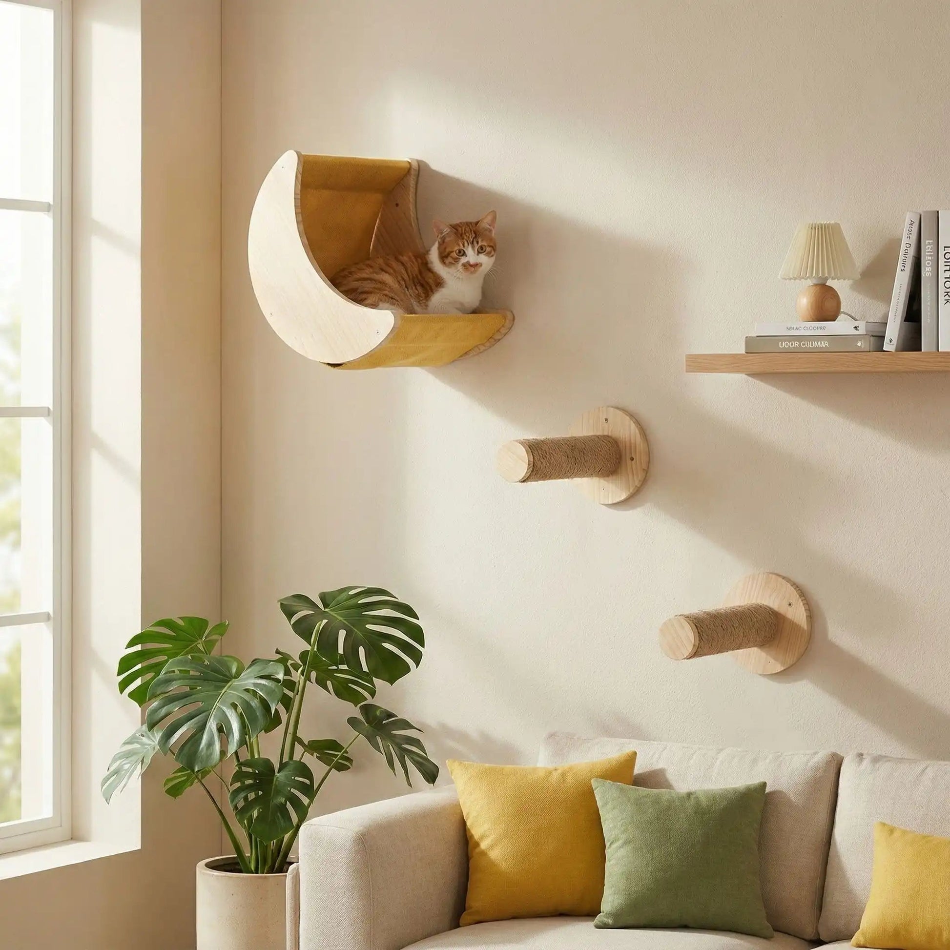 lit mural pour chat demi-lune confort et observation