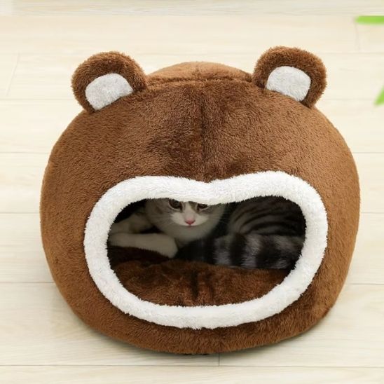 niche chat tête dours design décoratif peluche