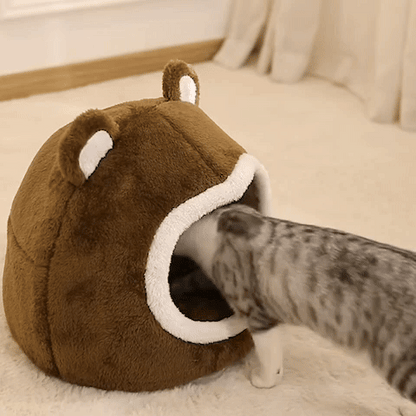 niche chat tête d'ours peluche animation confort chat