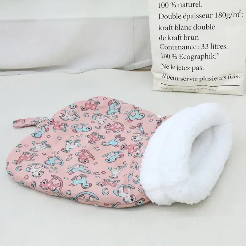 chat niche sac de couchage rose motif chevaux