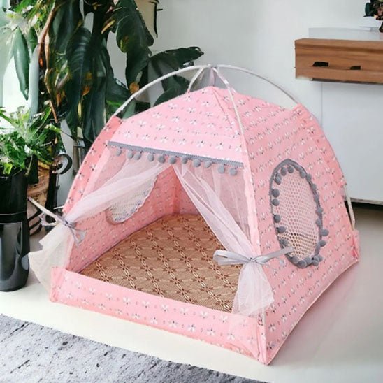 niche pour chat tissus rose dôme miaou