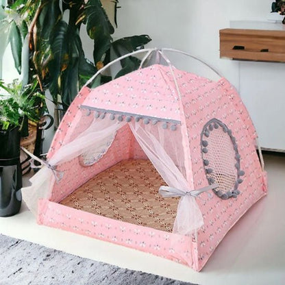 niche pour chat tissus rose dôme miaou