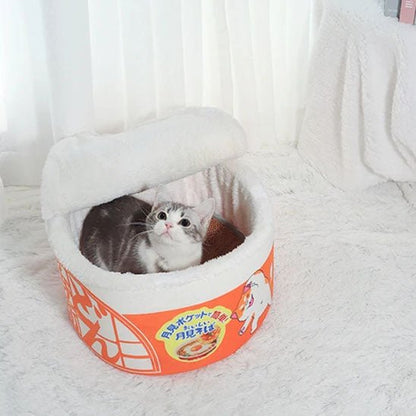 chat couché dans panier pour chat orange Bol à Ronrons