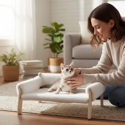 panier chat design confortable chat détendu avec son propriétaire