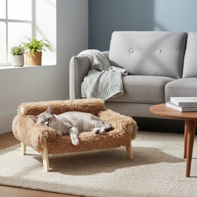 panier chat design surélevé protège du sol et plus hygiénique