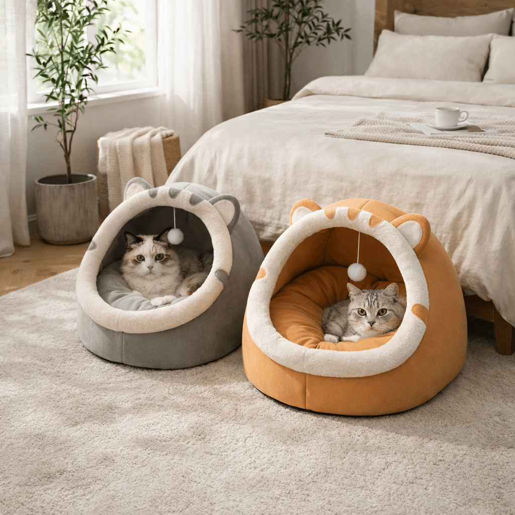 panier chat deux couleurs gris orangé comparaison