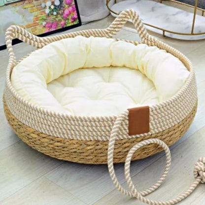 panier chat osier coussin blanc ChaCha Cosy