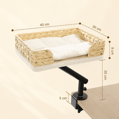 Dimensions du panier suspendu pour chat avec fixation réglable et support de table