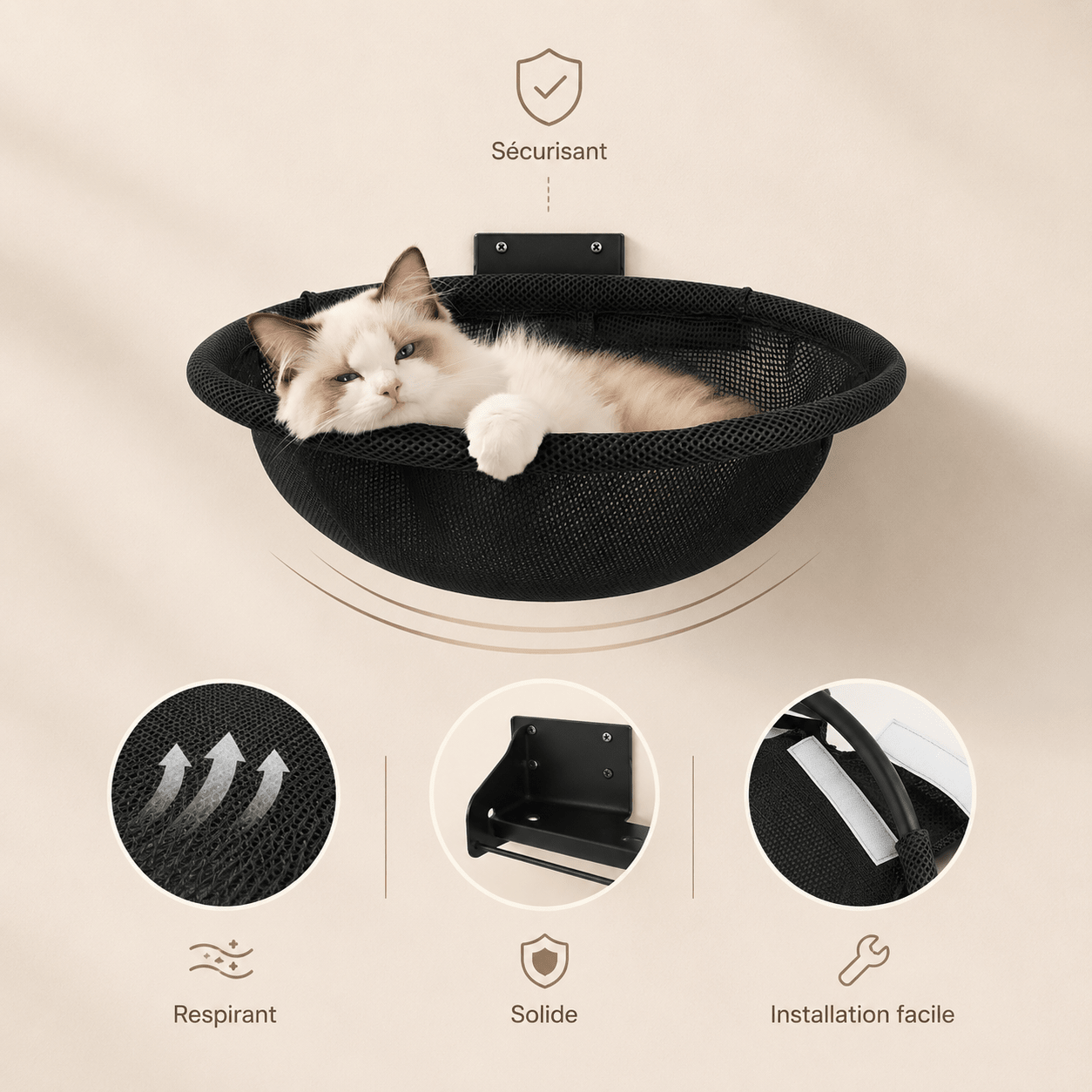 hamac mural chat confortable et sécurisant pour chat intérieur