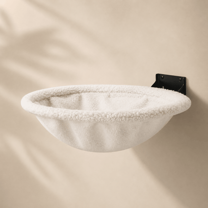 panier mural chat blanc en tissu doux suspendu au mur