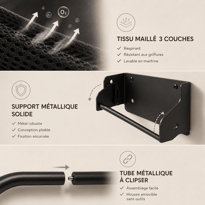 panier mural chat avec tissu respirant et support métallique solide
