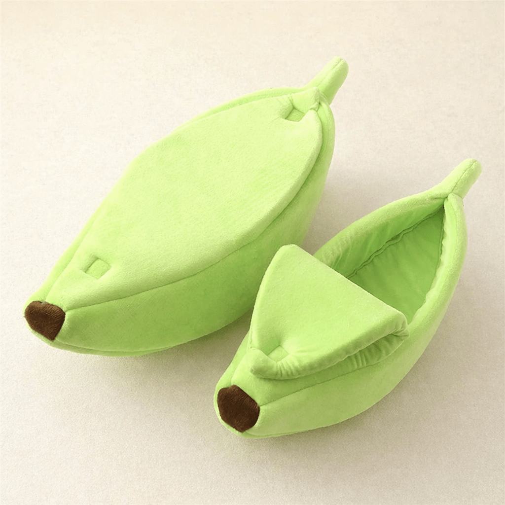 panier pour chat banane vert lit chat doux design