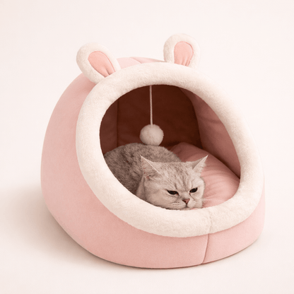 panier pour chat rose doux coussin moelleux avec chat