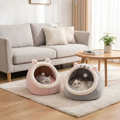 panier chat design rose gris confort cocooning salon moderne