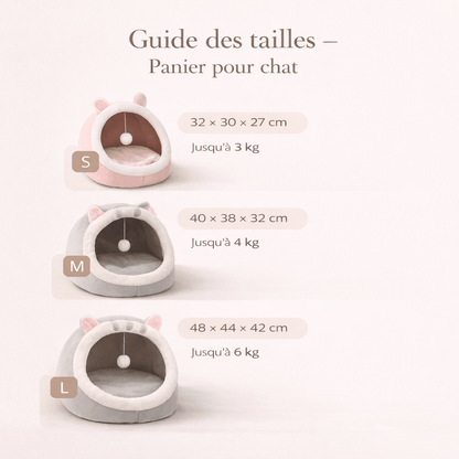 guide tailles panier chat dimensions s m l confort cocooning