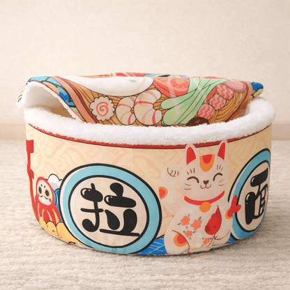 panier pour chat ramen design produit seul fond beige