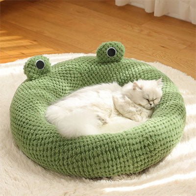 chat blotti dans panier pour chat grenouille siesta frog