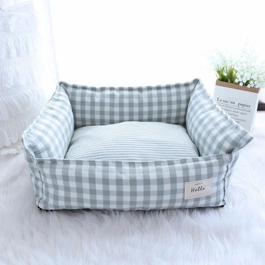 panier pour chat xxl vichy gris confortable