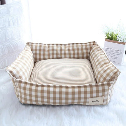 panier chat xxl vichy beige style canapé