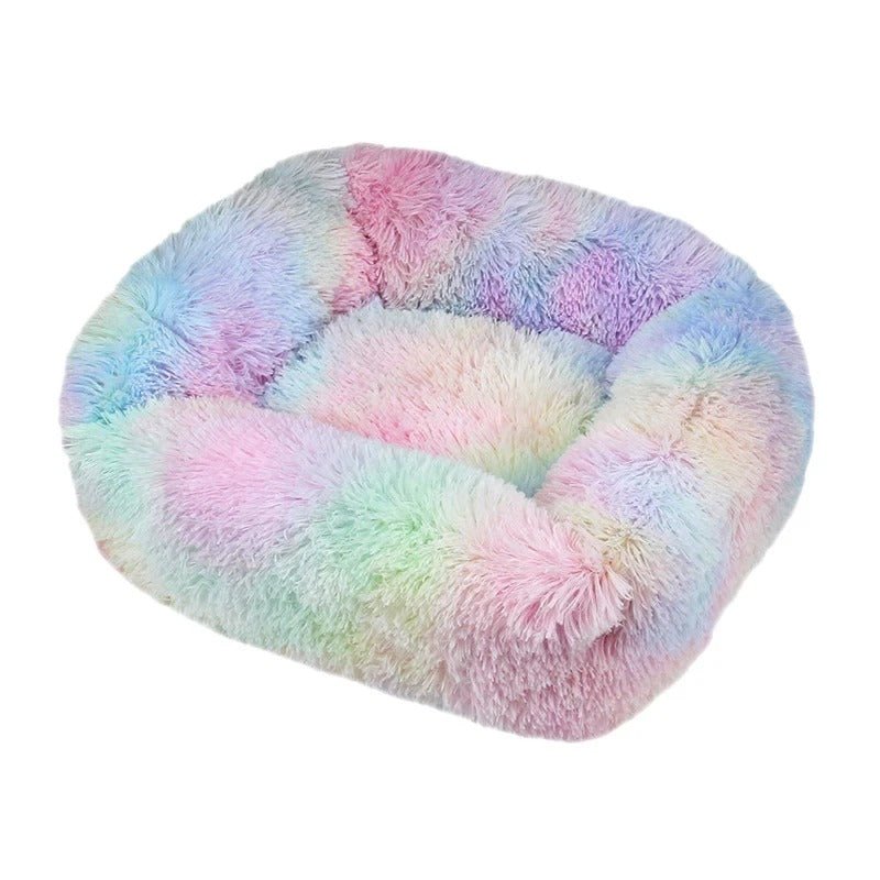 panier pour chat xxl peluche multicolore pastel