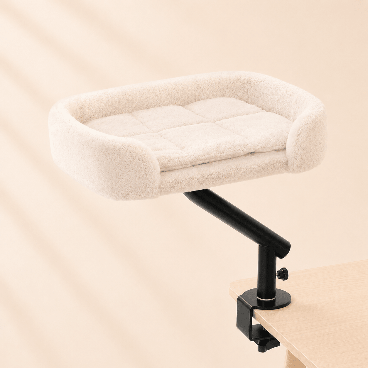 panier suspendu pour chat couleur crème avec fixation de bureau