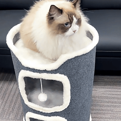 petit arbre chat niche confortable avec chat et jouet suspendu