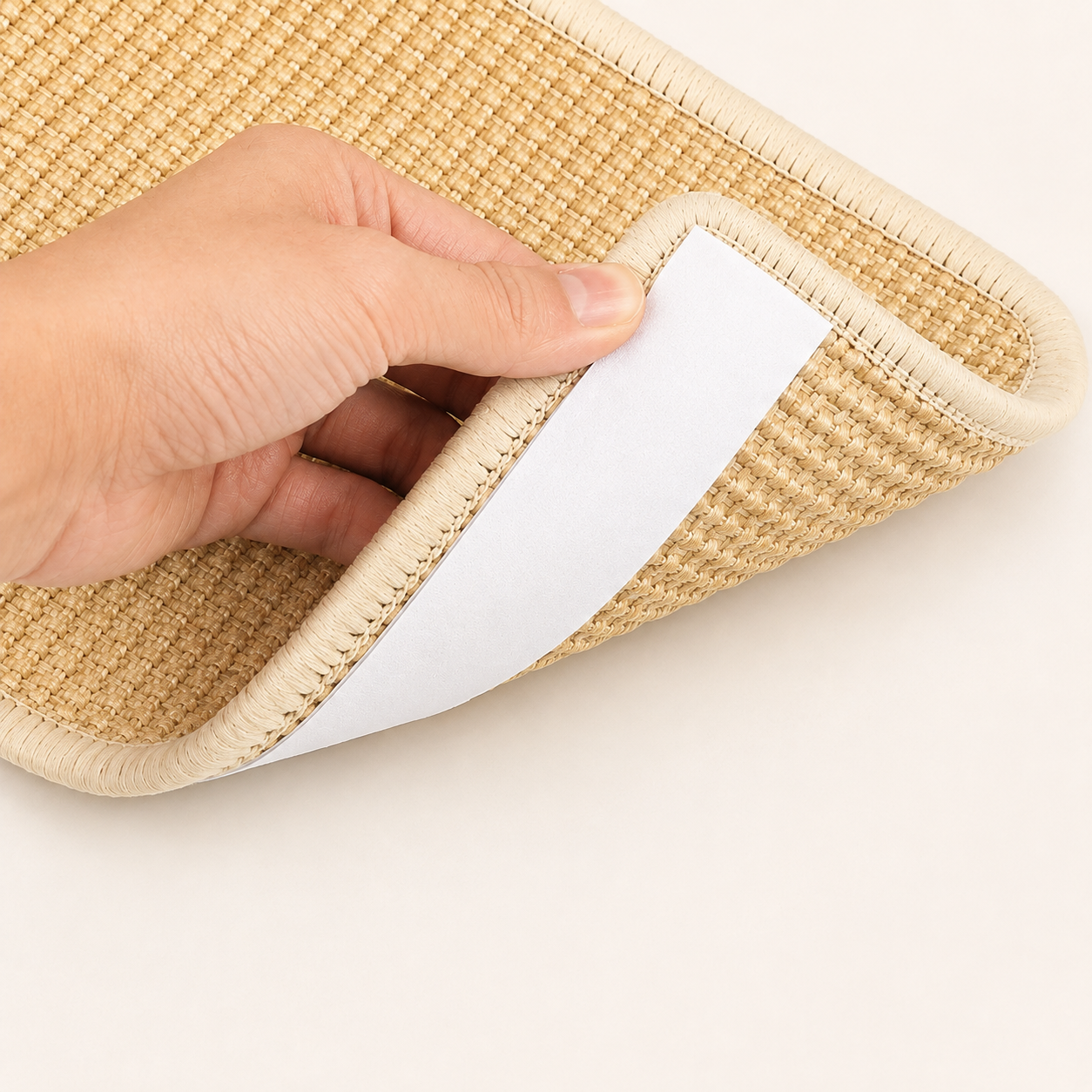 Protection canapé Chat - détail du dos et du système de fixation du tapis en sisal