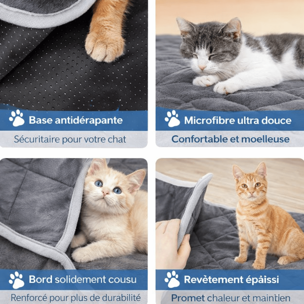 tapis chauffant pour chat tissu doux antidérapant
