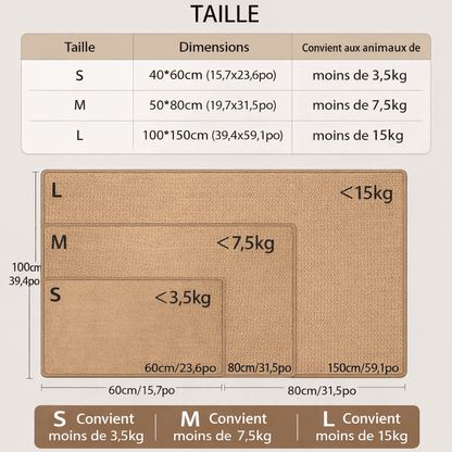 tapis griffoir chat guide tailles dimensions