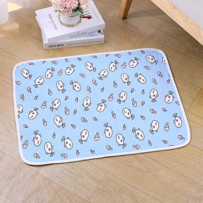 tapis rafraichissant chat motif poissons bleu