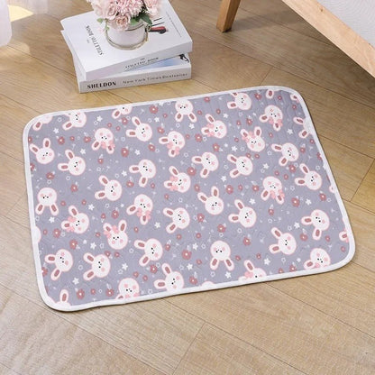 tapis rafraichissant chat motif lapins gris