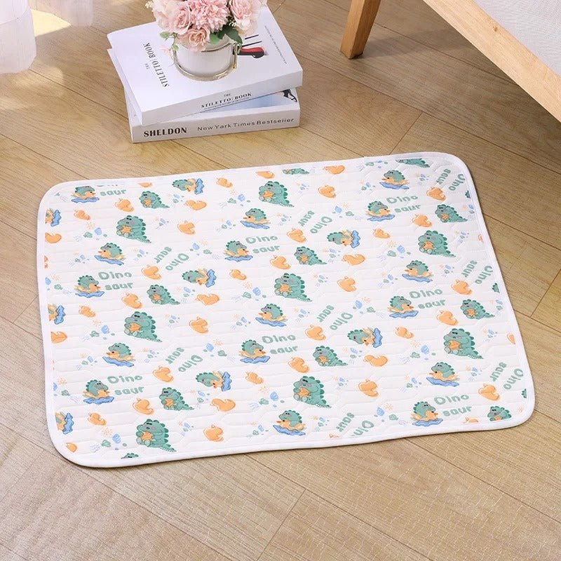 tapis rafraichissant chat motif dinosaures blanc