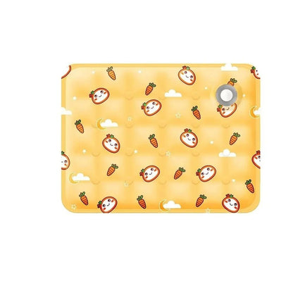 tapis rafraichissant chat couleur jaune motif lapin carotte