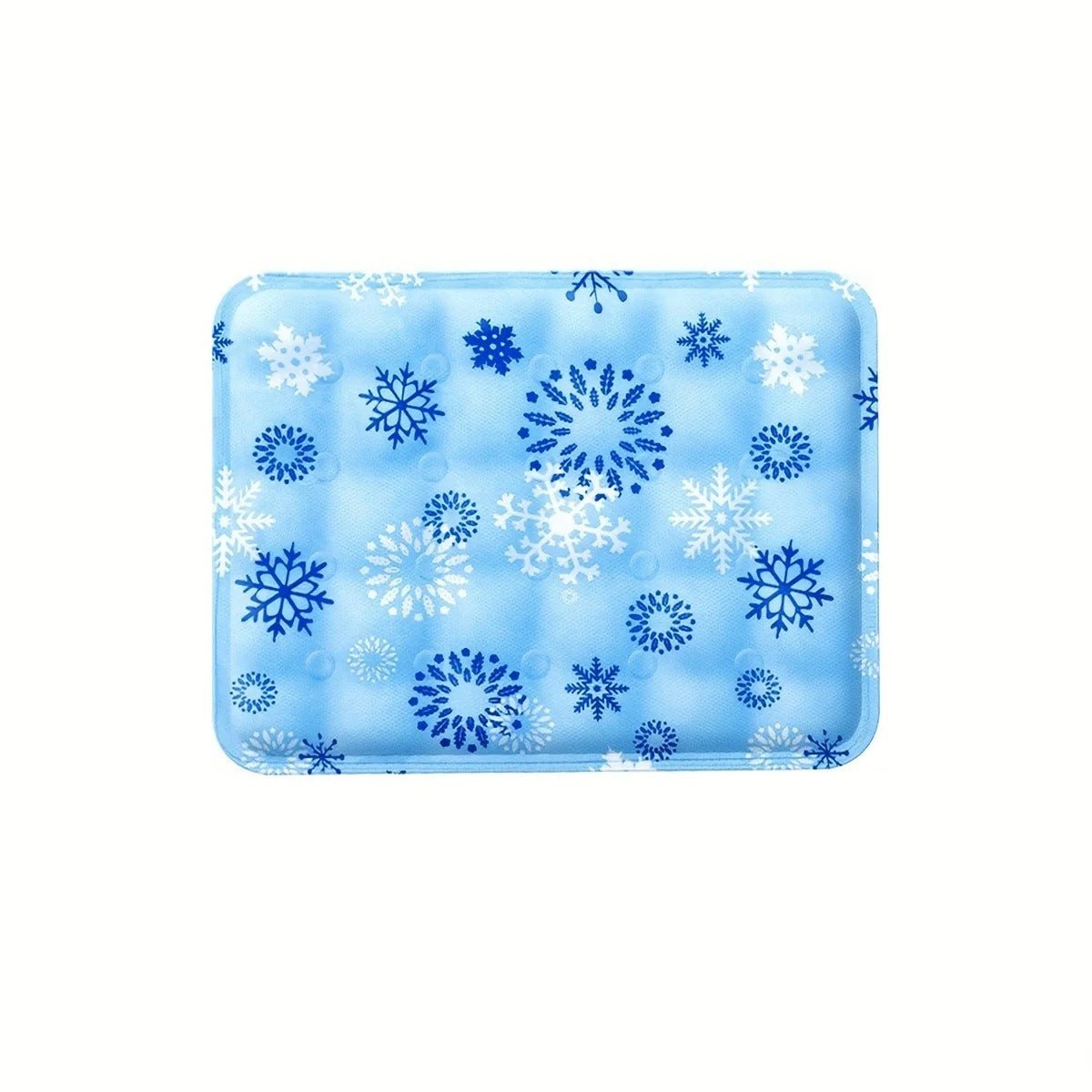 tapis rafraichissant chat couleur bleu clair flocons neige