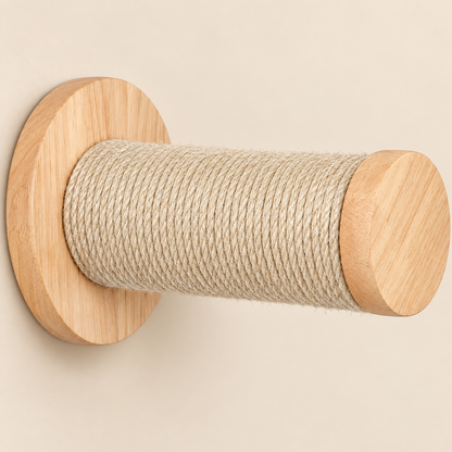 Détail d'une marche murale pour chat recouverte de sisal