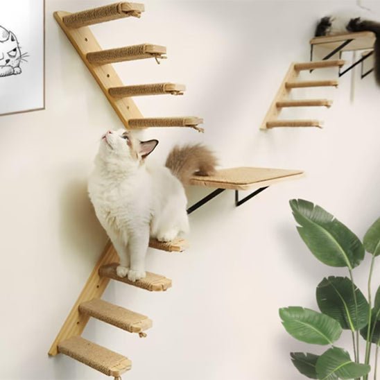 trois escaliers sisal bois une étagère muraux